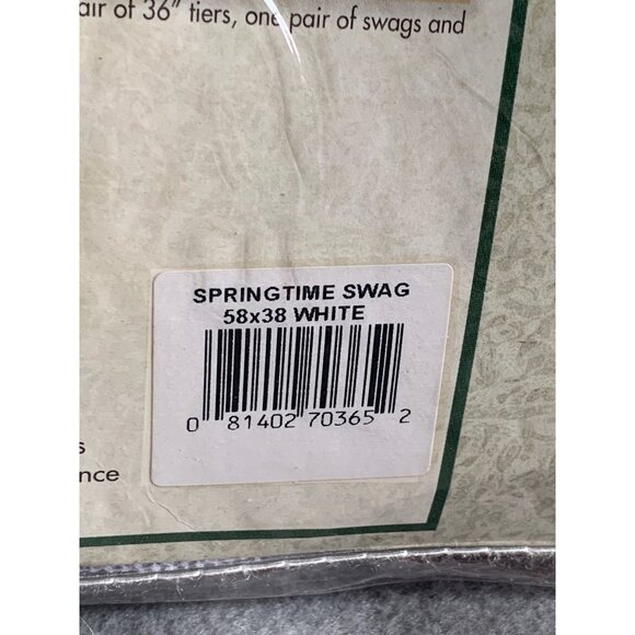 Springtime Swag Lace Curtains with Floral Design 58"x38" White Window Décor - Picture 4 of 15